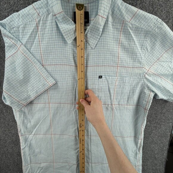 Quiksilver Button Up Shirt Short Sleeve Men Skate Surf Blue Check XL Woven Adult - Picture 4 of 12
